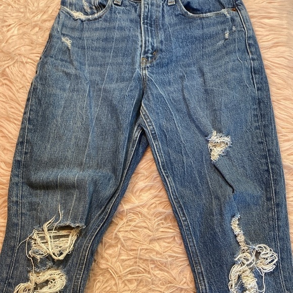 Abercrombie & Fitch High Rise Mom Jean Distressed Curve Love sz 25 - Picture 4 of 10